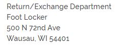 foot locker returns address